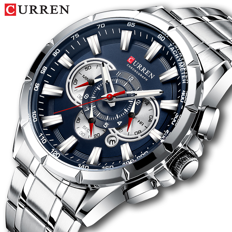 Luxury Watch Mockup - Reloj de pulsera CURREN para hombre,