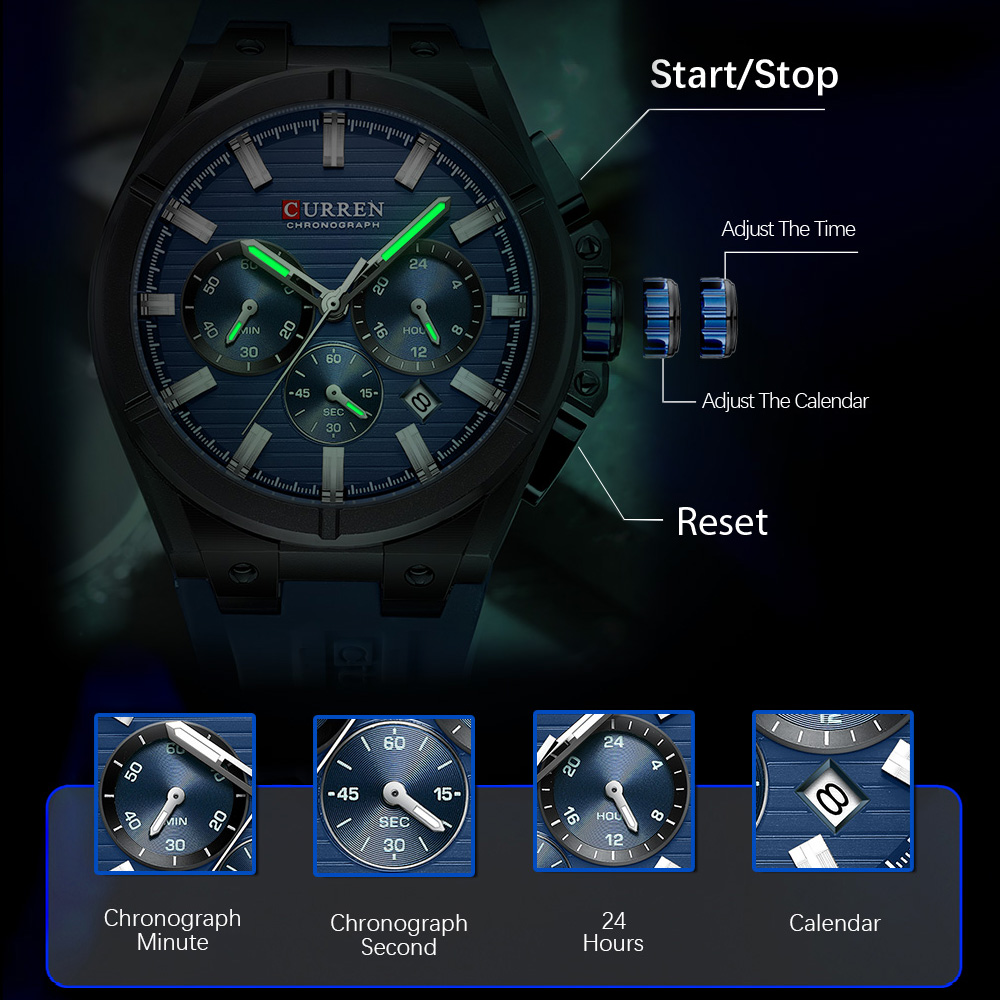 Reloj cronógrafo CURREN de luj - Luxury Watch Apple reseña y precio